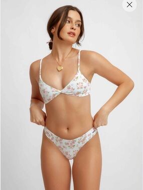 Blackbough Pink Floral Pointelle Bikini
